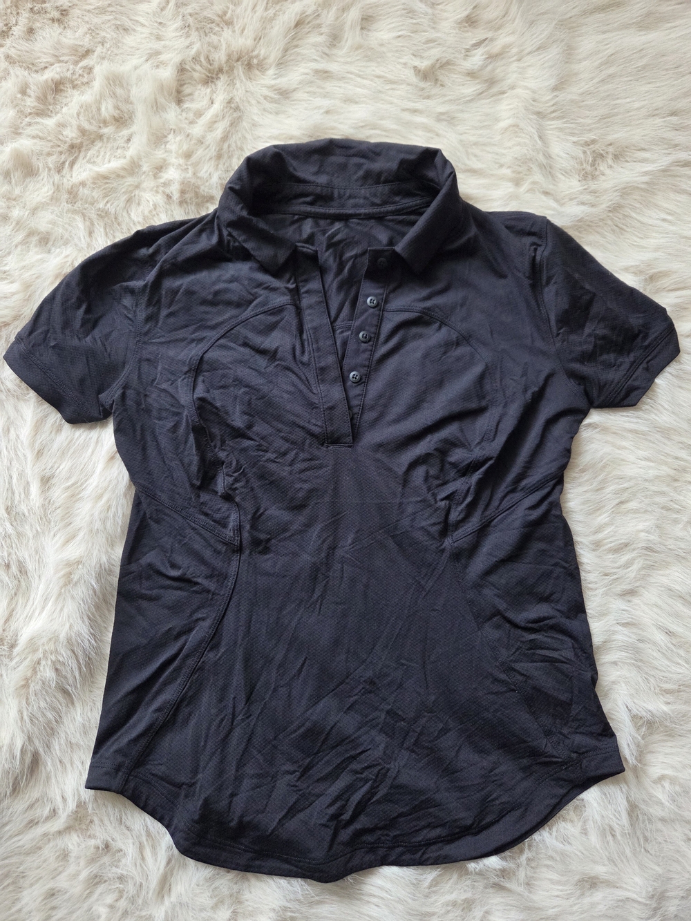 lululemon athletica Black Short-Sleeve Button-Front Polo